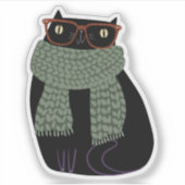 黒猫秋シーズンハロウィーン不気味かわいい シール (正面)