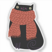 黒猫秋シーズンハロウィーン不気味かわいい シール (正面)