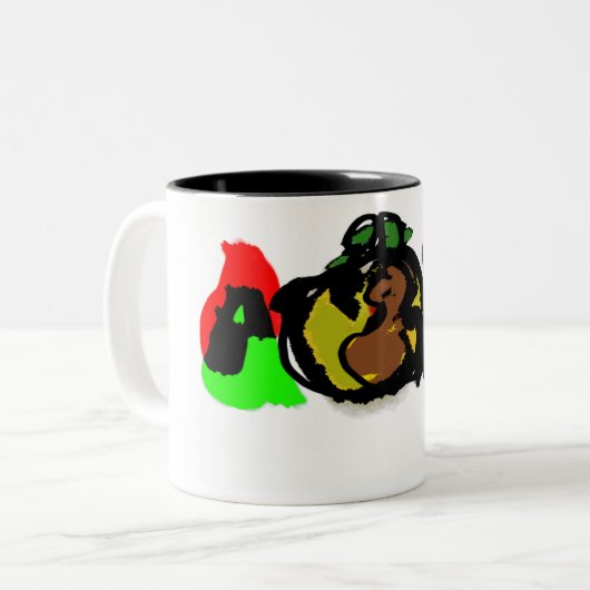 黒猫種の秋のカボチャ ツートーンマグカップ (正面左)