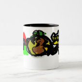 黒猫種の秋のカボチャ ツートーンマグカップ (中央)