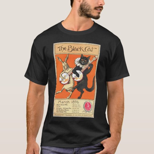 黒猫第2人の暗く短い袖のTシャツ Tシャツ (正面)