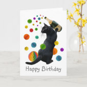 黒猫紙ボール誕生日カード カード (黄色い花)