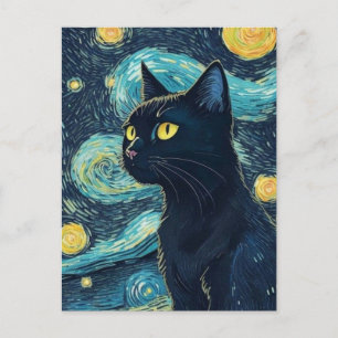 黒猫絵画の ポストカード