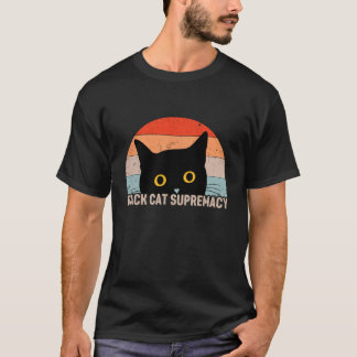 黒猫至上主義 レトロサンセット 黒猫 黄色 Tシャツ