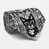 黒猫芸術的花柄 ネクタイ (ロール)