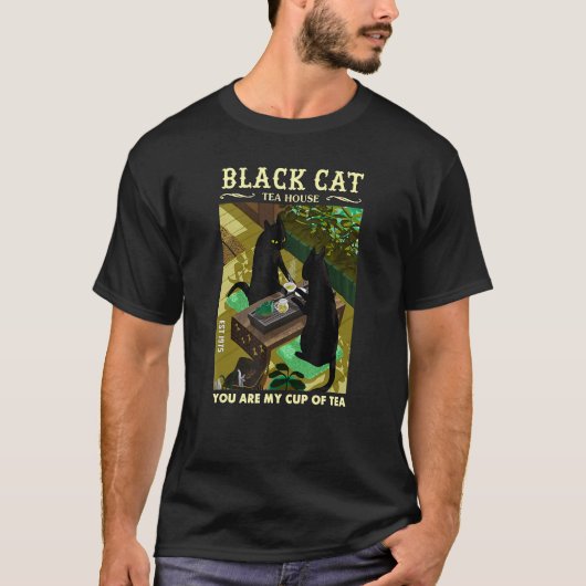 黒猫茶屋日本茶道 Tシャツ (正面)