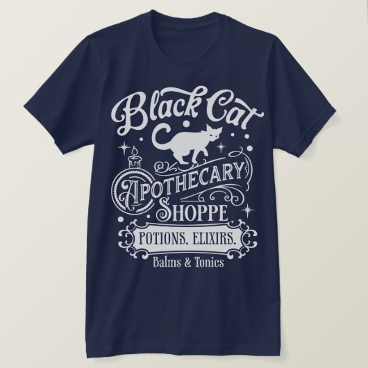 黒猫薬用ハロウィーン Tシャツ (デザイン正面)