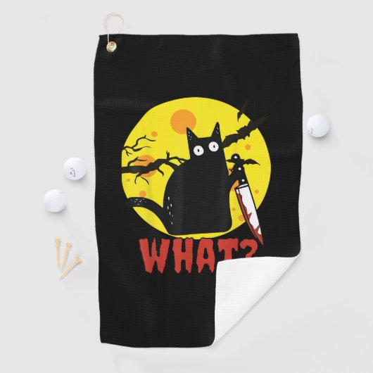 黒猫血ナイフことわざWhat_ おもしろい Mur ゴルフタオル (インサイチュ)