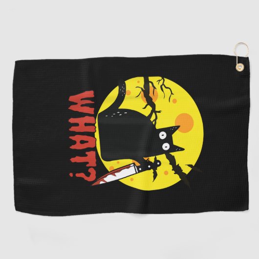 黒猫血ナイフことわざWhat_ おもしろい Mur ゴルフタオル (横)
