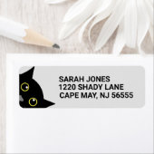 黒猫覗きアート差出人住所ラベル ラベル (インサイチュ)