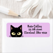 黒猫覗きアート差出人住所ラベル ラベル (インサイチュ)