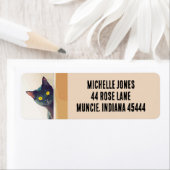 黒猫覗きアート差出人住所ラベル ラベル (インサイチュ)