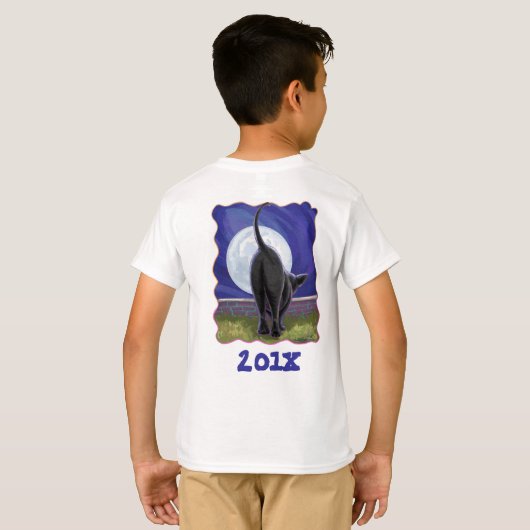 黒猫誕生日ガールTシャツ Tシャツ (裏面フル)