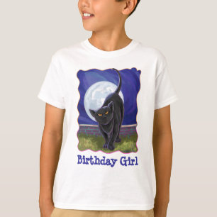 黒猫誕生日ガールTシャツ Tシャツ