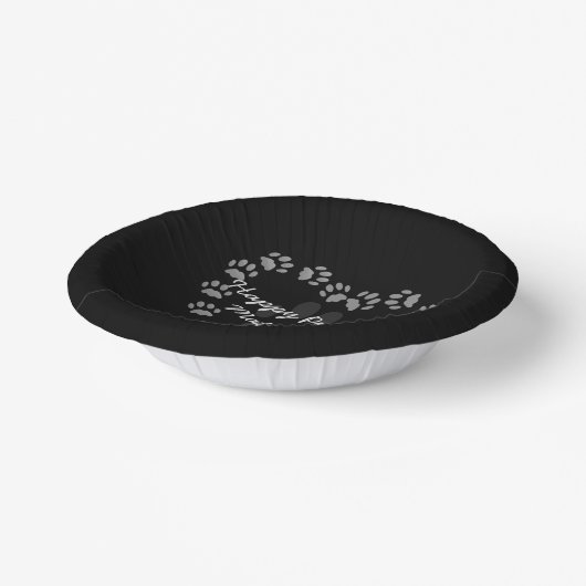 黒猫誕生日ポープリントハート紙丼 ペーパーボウル (傾斜あり)