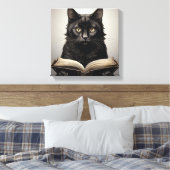 黒猫読のアンティーク キャンバスプリント (インサイチュ (寝室))