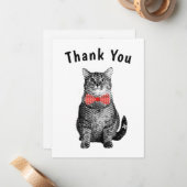 黒猫赤い水玉模様ボウカワイ ノートカード (正面/裏面インサイチュ)