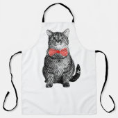 黒猫赤水玉模様の蝶ネクタイかわいいヴィンテージ エプロン (正面)