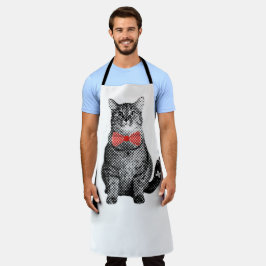 黒猫赤水玉模様の蝶ネクタイかわいいヴィンテージ エプロン