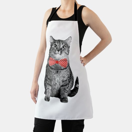 黒猫赤水玉模様の蝶ネクタイかわいいヴィンテージ エプロン (インサイチュ)