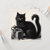 黒猫遊プレゼント&リボンヴィンテージ カード (正面/裏面インサイチュ)