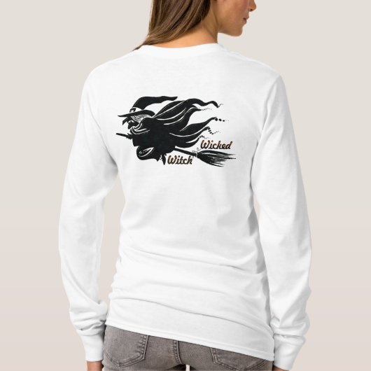 黒猫邪悪な魔女ハロウィーン Tシャツ (裏面)