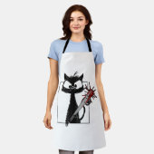 黒猫野球ホラーハロウィーン エプロン (着用した状態)