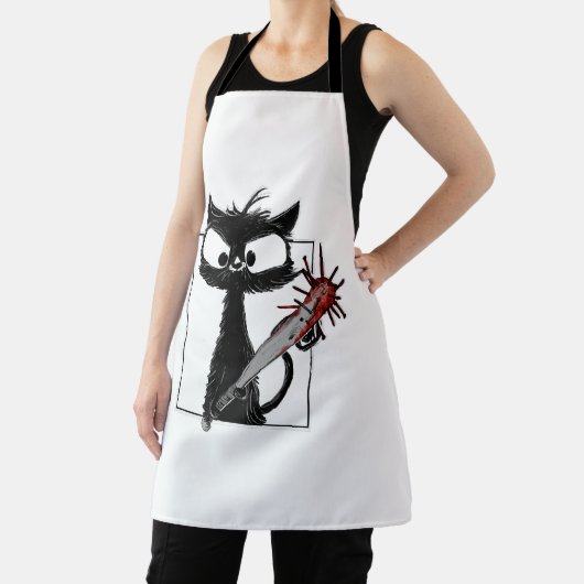 黒猫野球ホラーハロウィーン エプロン (インサイチュ)