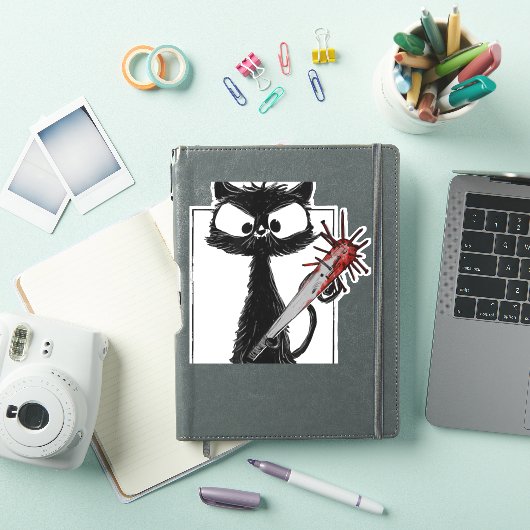 黒猫野球ホラーハロウィーン シール (iPadカバー)