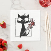 黒猫野球ホラーハロウィーン スタンダードランチョンナプキン (インサイチュ)