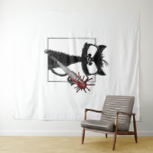 黒猫野球ホラーハロウィーン タペストリー (インサイチュ(横))
