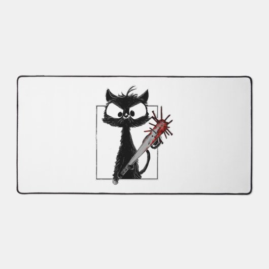 黒猫野球ホラーハロウィーン デスクマット (正面)
