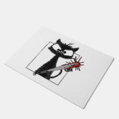 黒猫野球ホラーハロウィーン ドアマット (アングル)