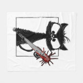 黒猫野球ホラーハロウィーン フリースブランケット (正面(横))