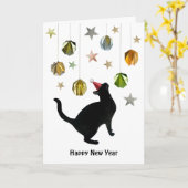 黒猫金ゴールド紙ボールカード カード (黄色い花)