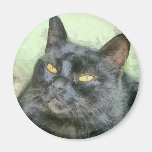 黒猫鉛筆アート マグネット (正面)