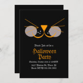 黒猫顔ハロウィーン誕生日パーティー 招待状 (正面/裏面)