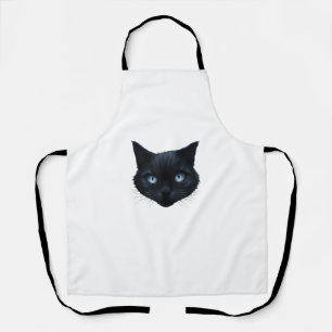 黒猫顔ブルーアイズグラフィックティーキャットメンズ エプロン