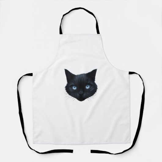 黒猫顔ブルーアイズグラフィックティーキャットメンズ エプロン (正面)