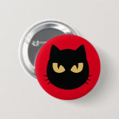 黒猫顔ボタン 缶バッジ (正面&裏面)