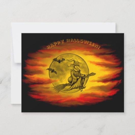 黒猫飛んでいるの魔女ハロウィーンの夜 (正面)