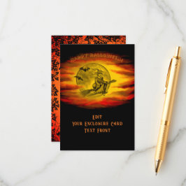 黒猫飛んでいるの魔女ハロウィーンの夜 エンクロージャーカード