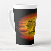 黒猫飛んでいるの魔女ハロウィーンの夜 カフェラテマグ (左アングル)