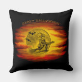 黒猫飛んでいるの魔女ハロウィーンの夜 クッション (裏面)