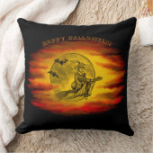 黒猫飛んでいるの魔女ハロウィーンの夜 クッション (ブランケット)