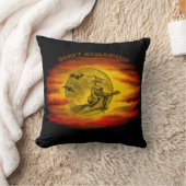 黒猫飛んでいるの魔女ハロウィーンの夜 クッション (ブランケット)