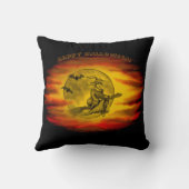 黒猫飛んでいるの魔女ハロウィーンの夜 クッション (裏面)