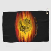 黒猫飛んでいるの魔女ハロウィーンの夜 ゴルフタオル (横)