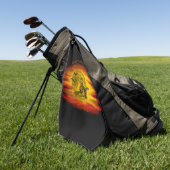 黒猫飛んでいるの魔女ハロウィーンの夜 ゴルフタオル (グリーン)