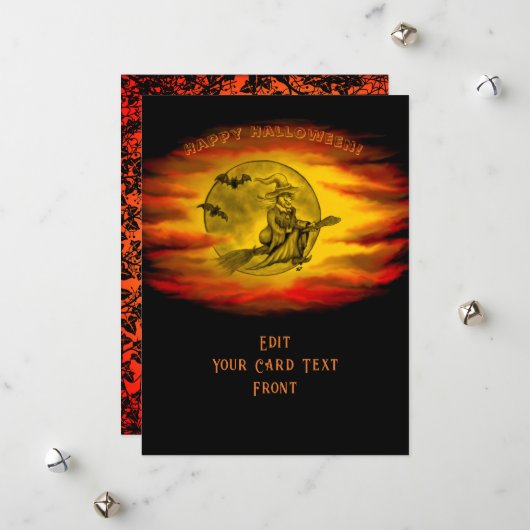 黒猫飛んでいるの魔女ハロウィーンの夜 シーズンカード (正面/裏面インサイチュ)